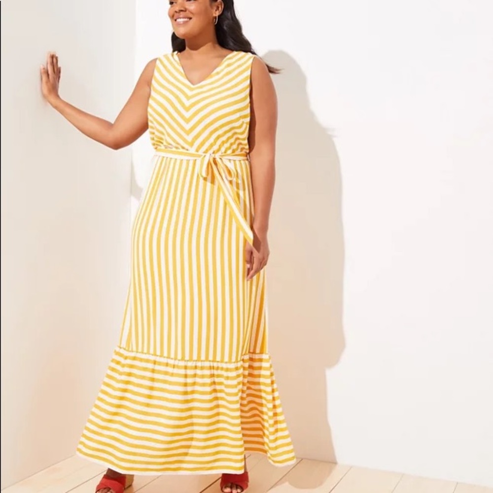 NWOT Loft plus striped tiered maxi dress